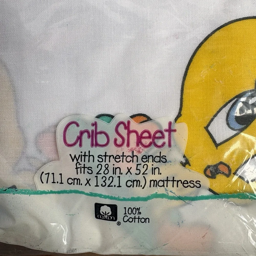 Vintage 1993 Looney Tunes Lovables Tweety Sylvester Crib Sheet NOS Sealed USA